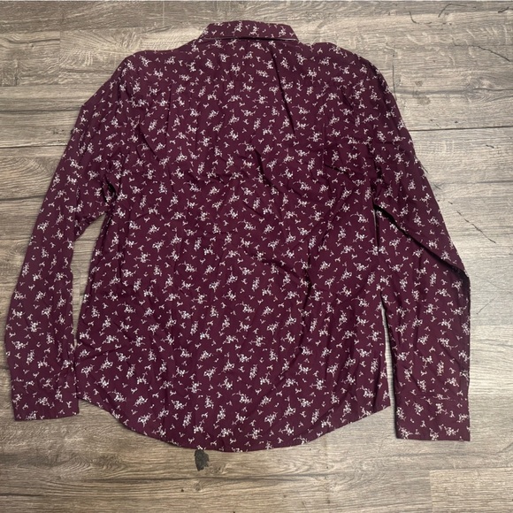 Men's Burgundy Floral Button-Down Shirt - Picture 7 of 7